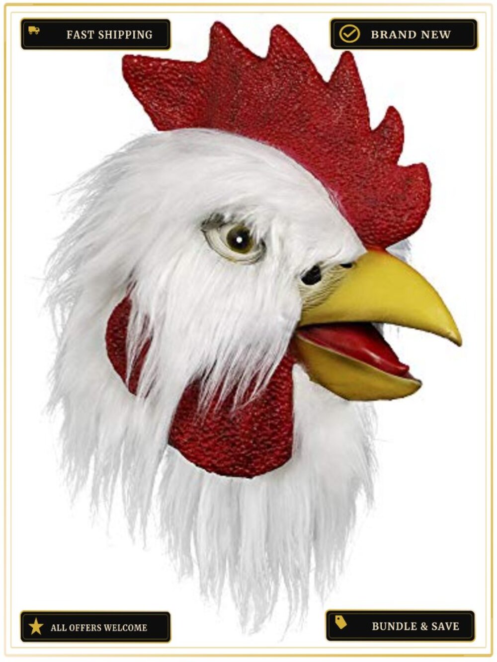 Rooster Chicken Head Mask Latex Rubber Adult Cosplay Halloween Party Prop